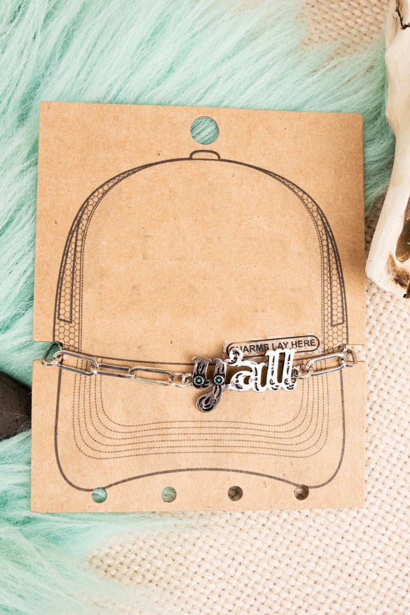Script Y'all Turquoise Silvertone Trucker Hat Chain
