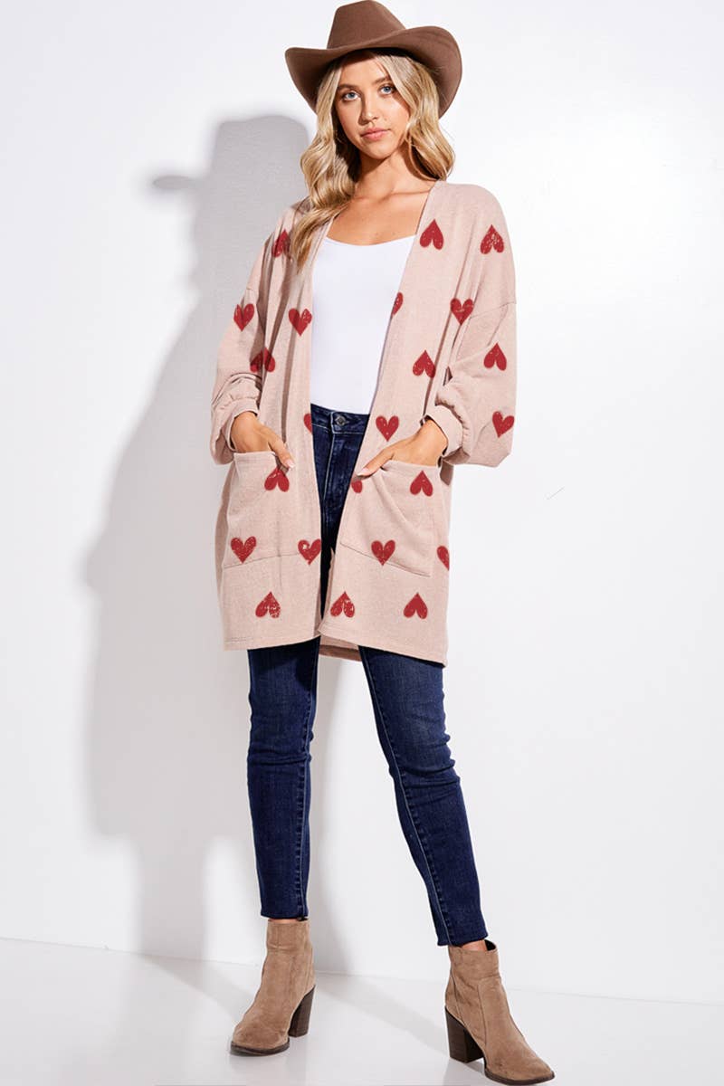 Heart all over Loose fit cardigan
