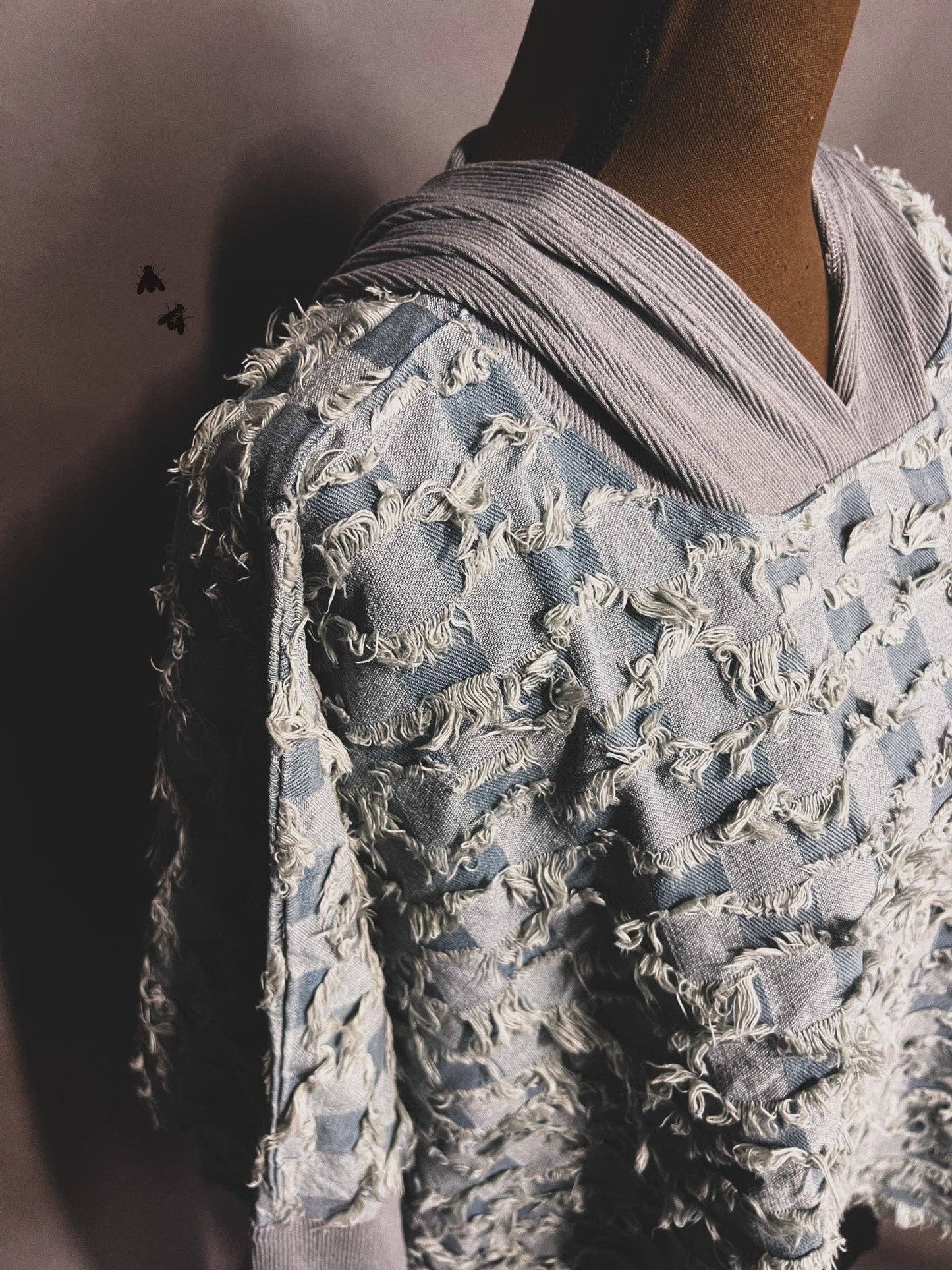 CHECK ONE TWO PONCHO SWEATSHIRT