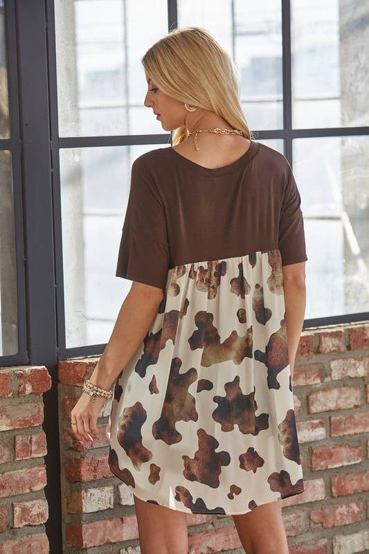 COW PRINT CHIFFON SHIRT