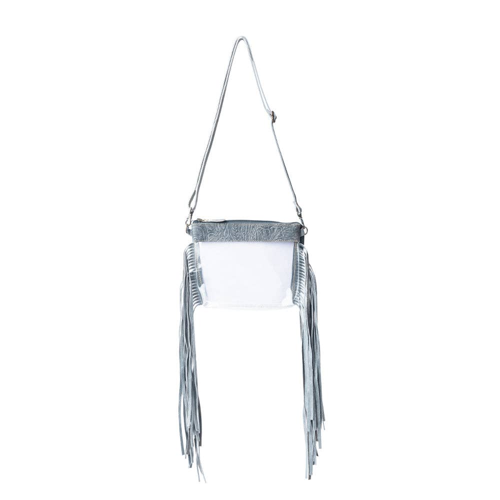 Myra Frontier Trail Clear Fringe Bag in Juniper Mist