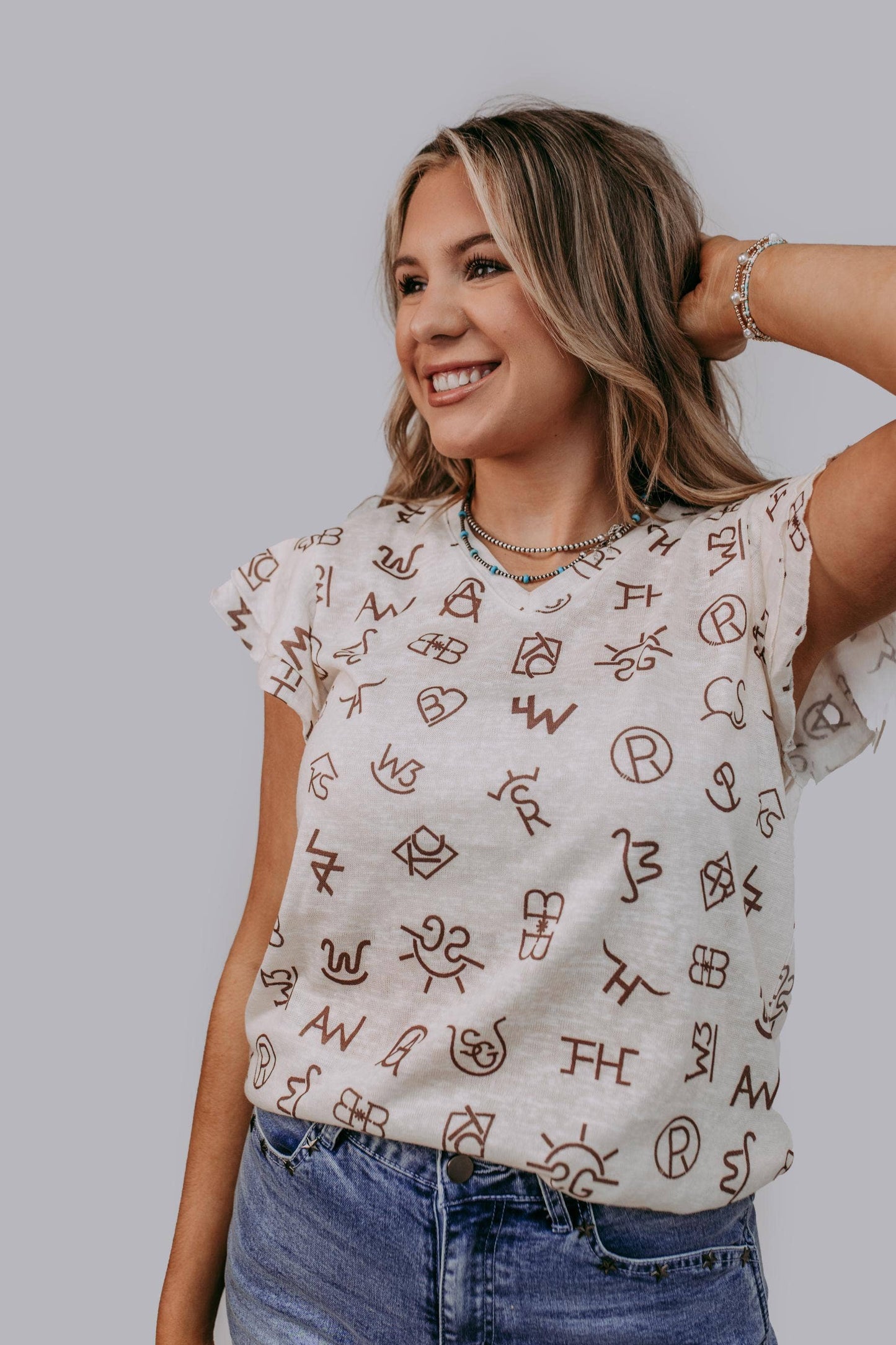 Branded Ruffled Sleeve Shirt