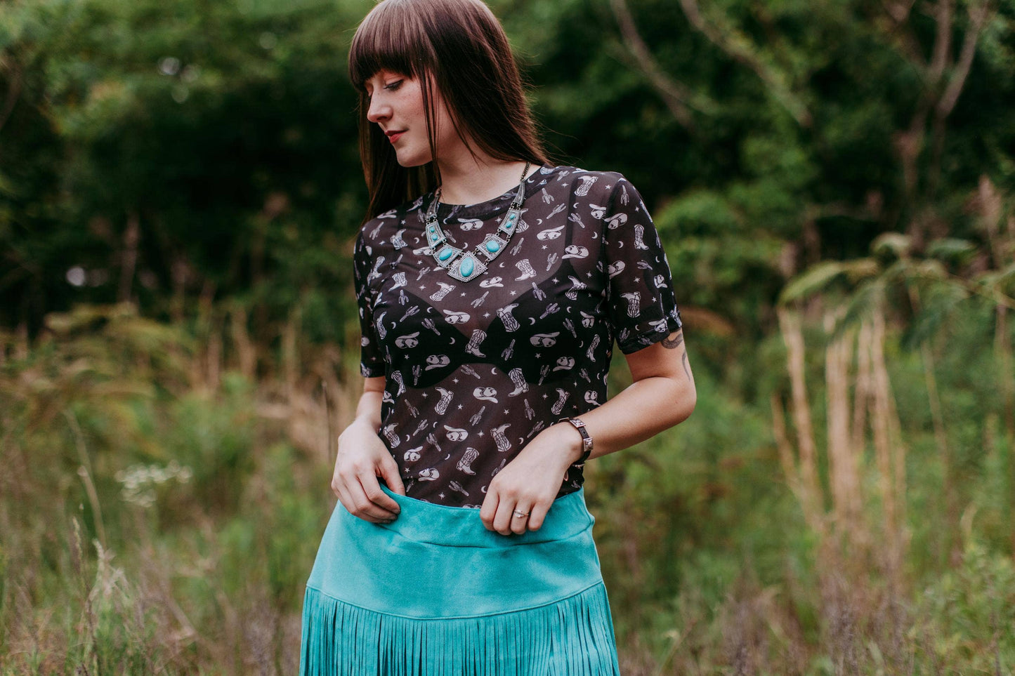 Black Hills Gold Short Sleeve Mesh Top - Black