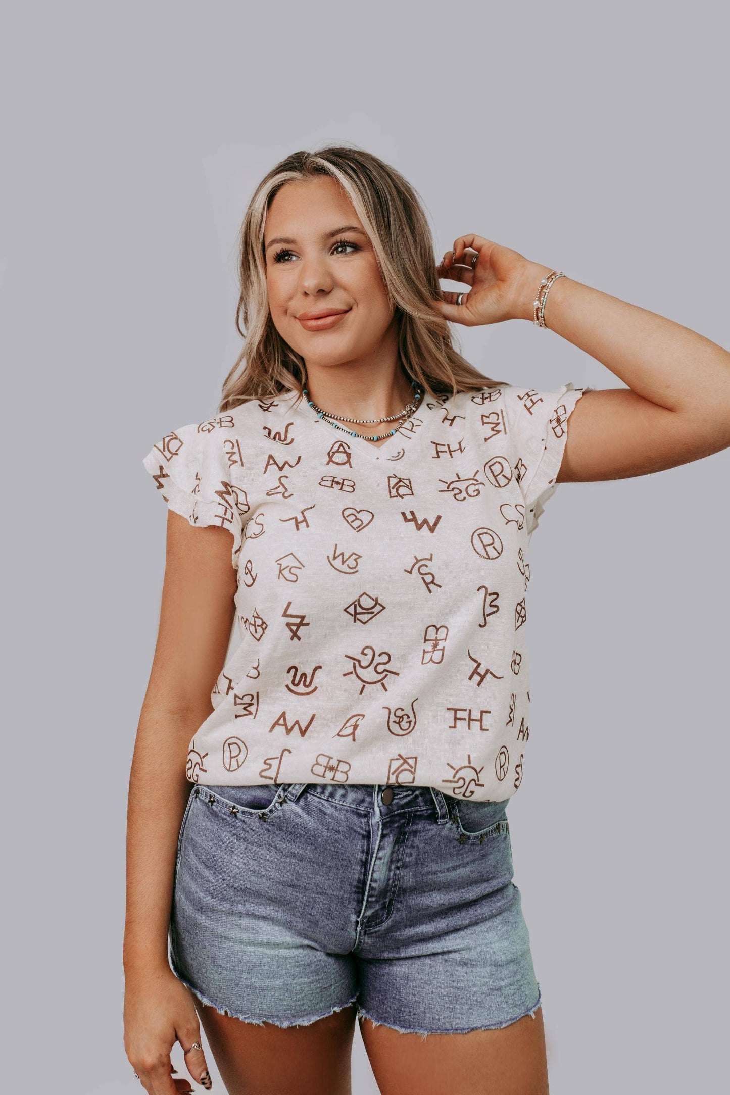 Branded Ruffled Sleeve Shirt