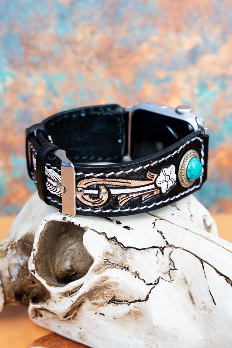 Raven Hollow Tooled Faux Leather Band for Smart Watch, 38mm-