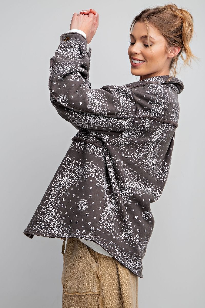 Bandana Print Button Down Jacket -Shacket