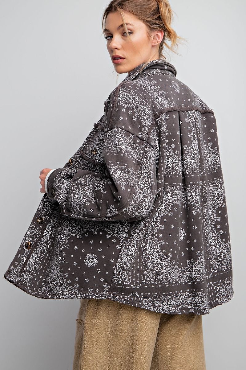 Bandana Print Button Down Jacket -Shacket