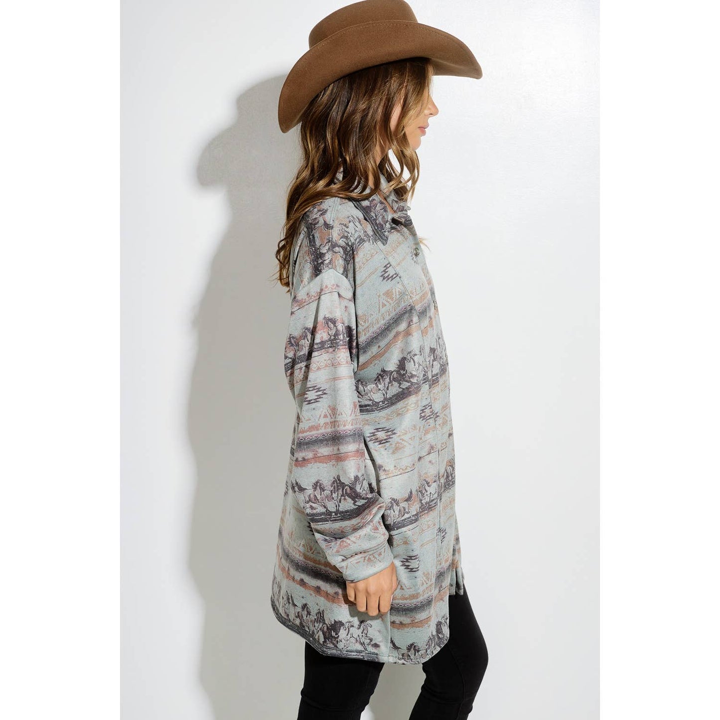 Western Horses Knit Tunic Shirt/ Jacket