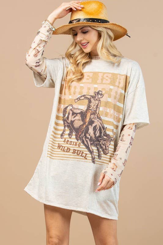 WESTERN BOOTS PRINT SEMI SHEER MESH SHIRT