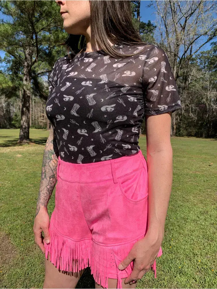 Black Hills Gold Short Sleeve Mesh Top - Black