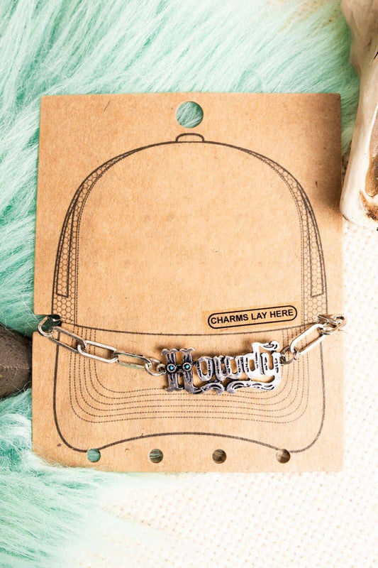 Script Howdy Turquoise Silvertone Trucker Hat Chain