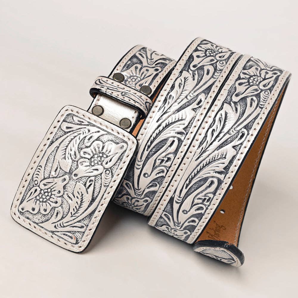 ADBLF217 Beautifully Hand Tooled Genuine American Leather Belt Men and Women