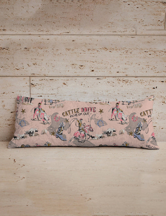 Cattle Drive Rose Quilted Oblong 14" x33" Pillow