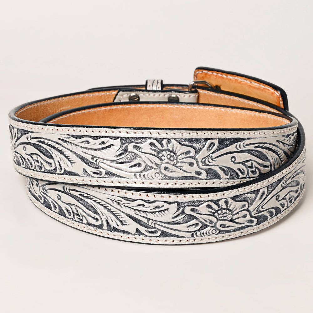 ADBLF217 Beautifully Hand Tooled Genuine American Leather Belt Men and Women