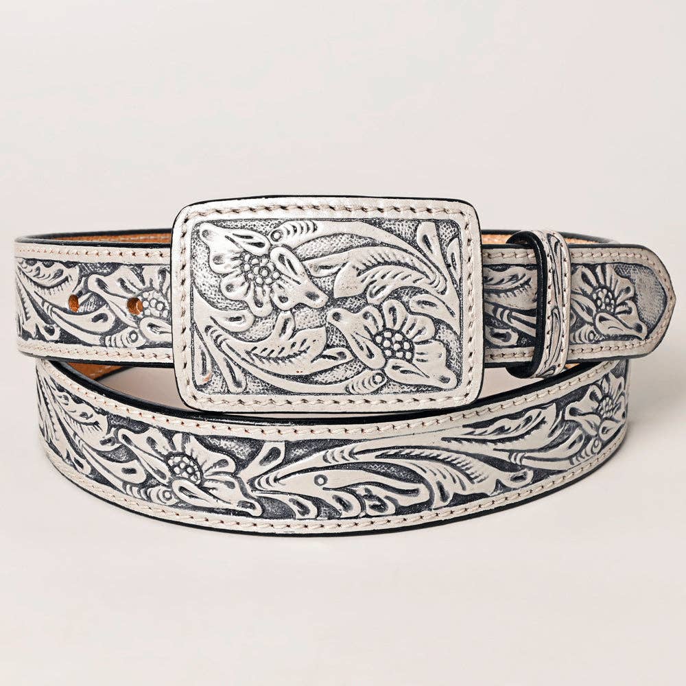 ADBLF217 Beautifully Hand Tooled Genuine American Leather Belt Men and Women