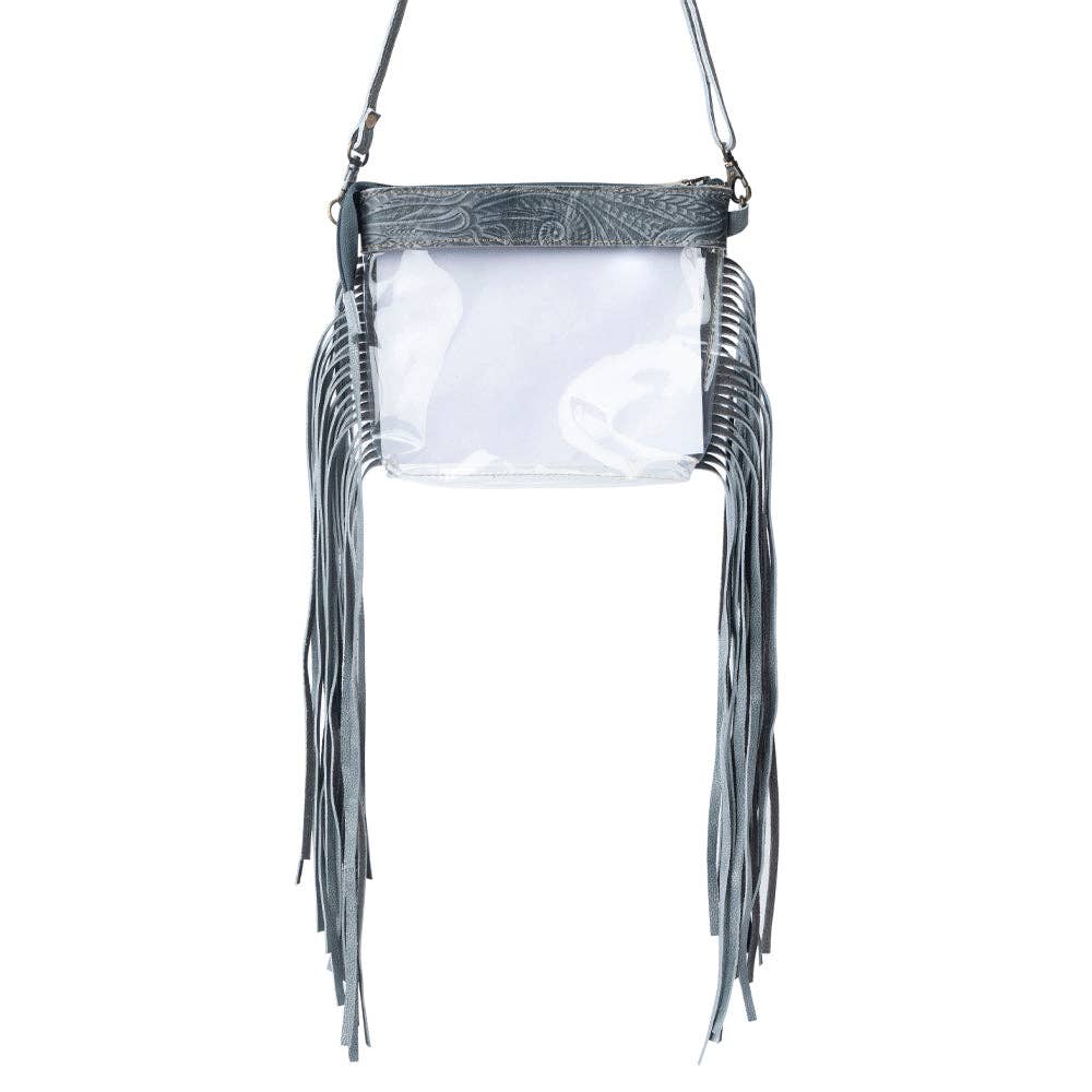 Myra Frontier Trail Clear Fringe Bag in Juniper Mist