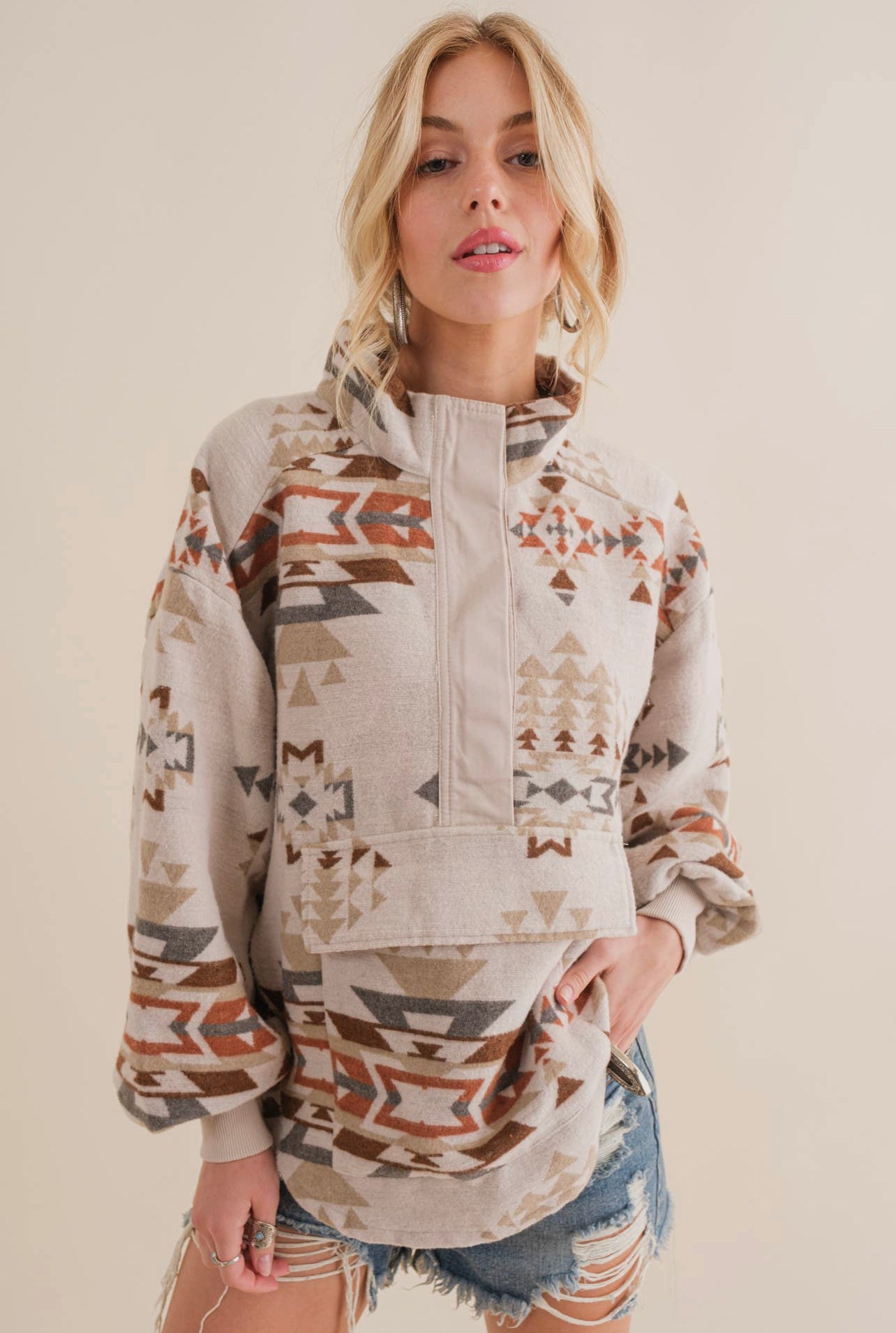 Aztec Western Jacquard Pull Over Jacket