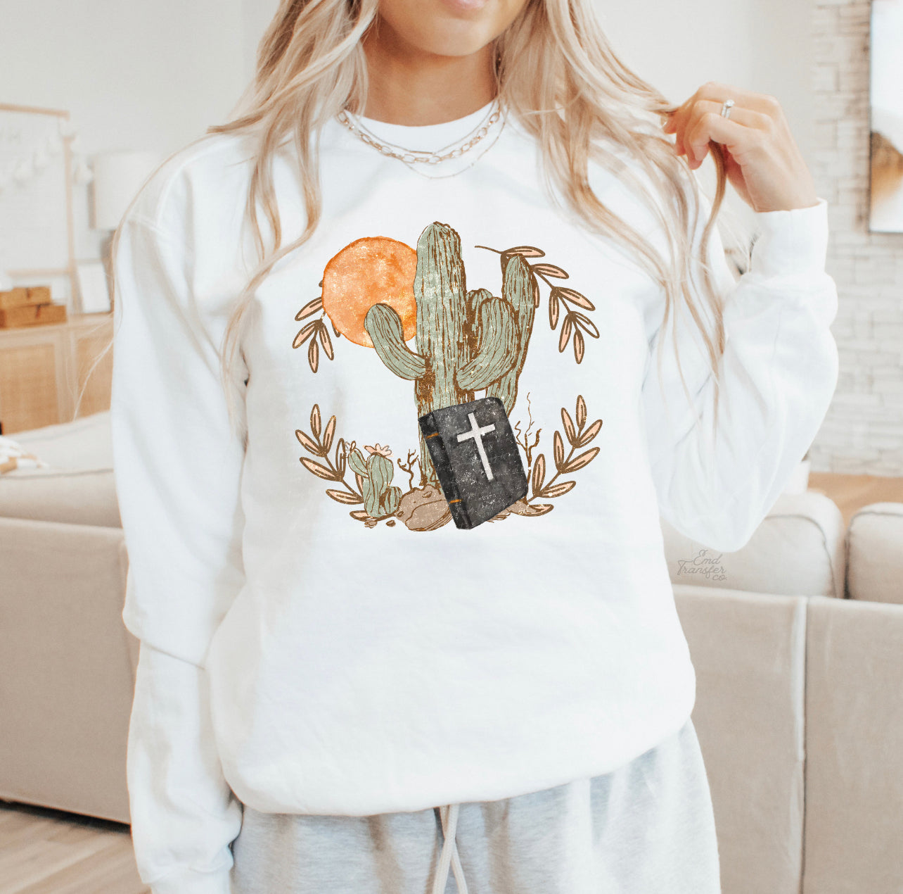 Cactus and Cross Graphic Custom Tee