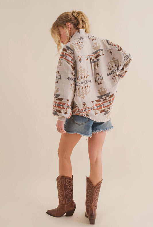 Aztec Western Jacquard Pull Over Jacket