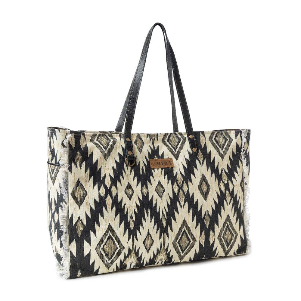 Tribal Spirit Adventure Weekender Travel Bag In Black & White