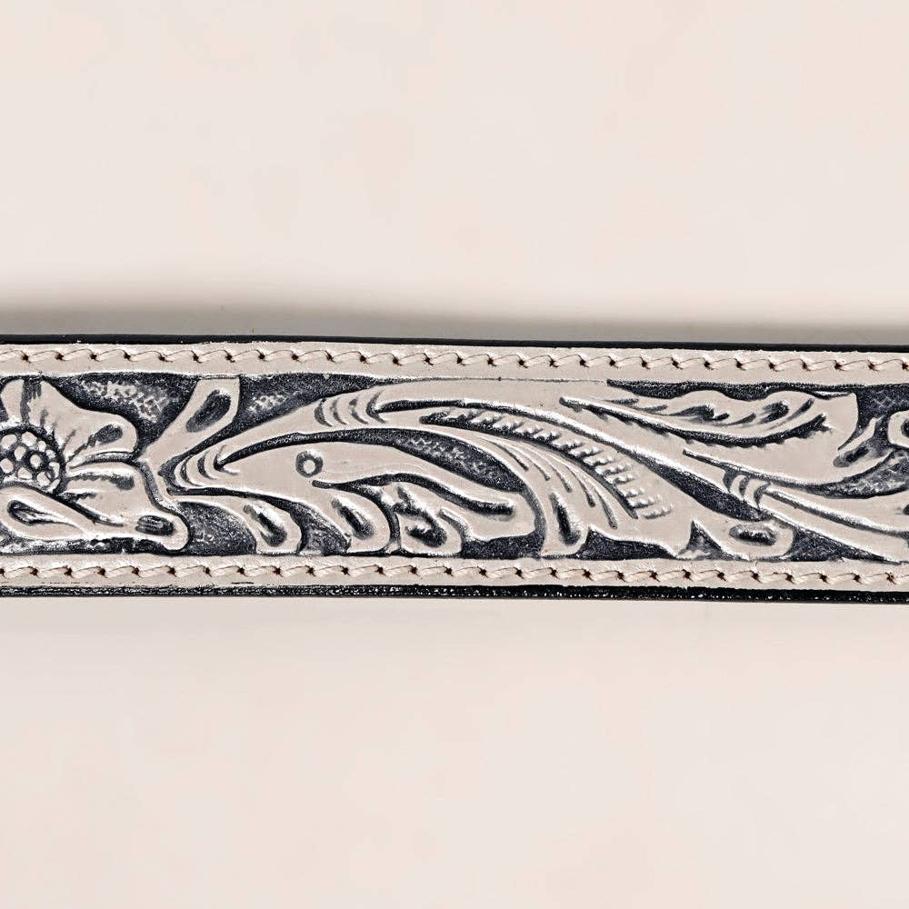 ADBLF217 Beautifully Hand Tooled Genuine American Leather Belt Men and Women