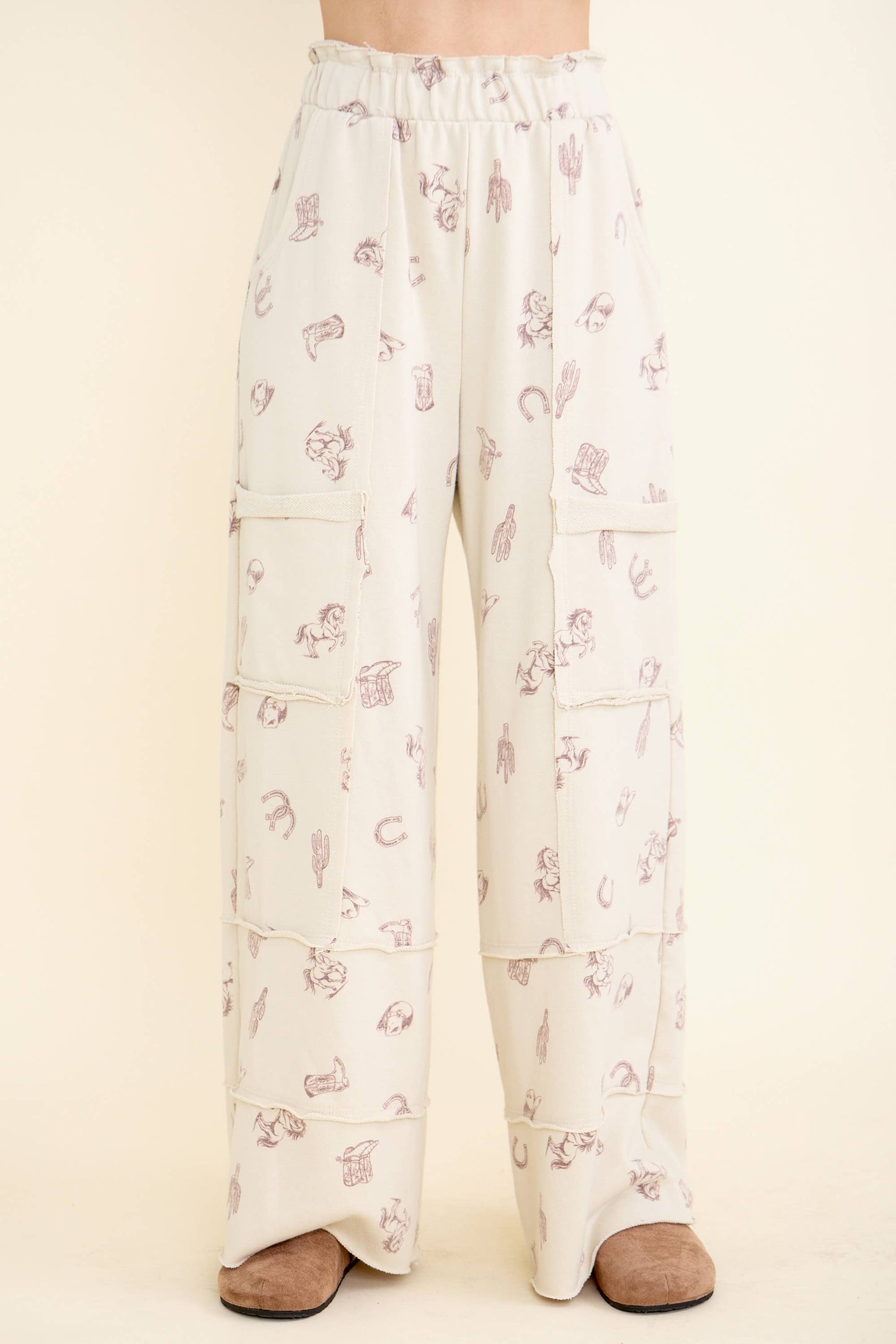 Washed allover Western graphic print Pocket