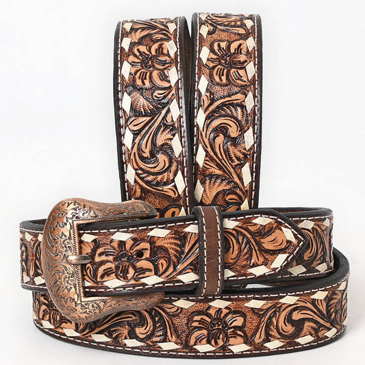 BER196-Hand Carved Western Leather Belt