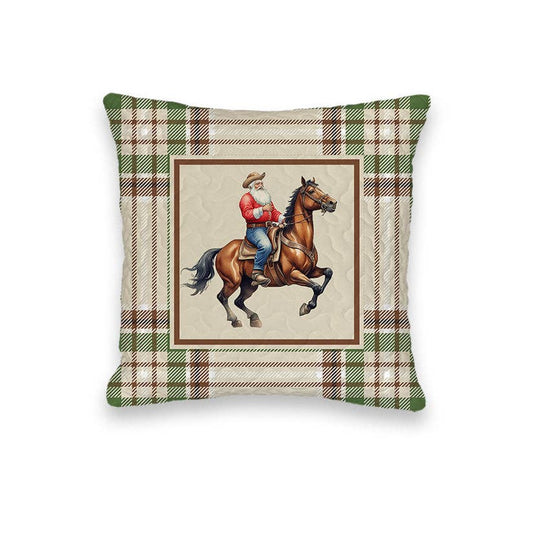 Cowboy Christmas Icon Quilted Mini Pillow 8" x 8"